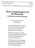 Hesses Glasperlenspiel und die Harmonik