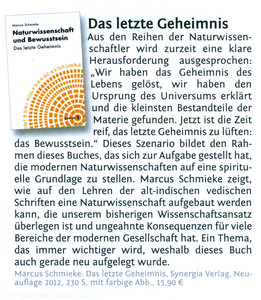 Buchrezension über 'Naturwissenschaft und Bewusstsein' aus der Zeitschrift 'einfach Ja'