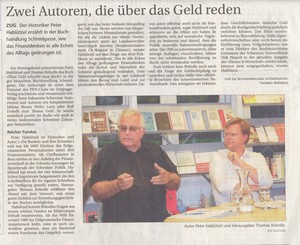 Zeitungsartikel über die Lesung von 'Über Geld schreibt man doch!'