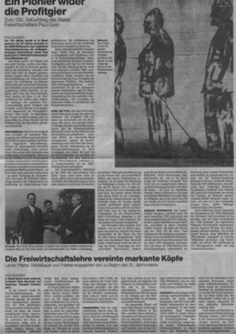 Artikel zum Thema Freiwirtschaft und Paul Gysi, aus der BaZ